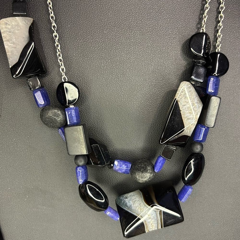 Stone & Glass Necklace Set Of 2